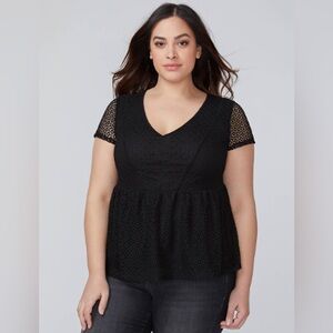 Lane Bryant Peplum Black Blouse